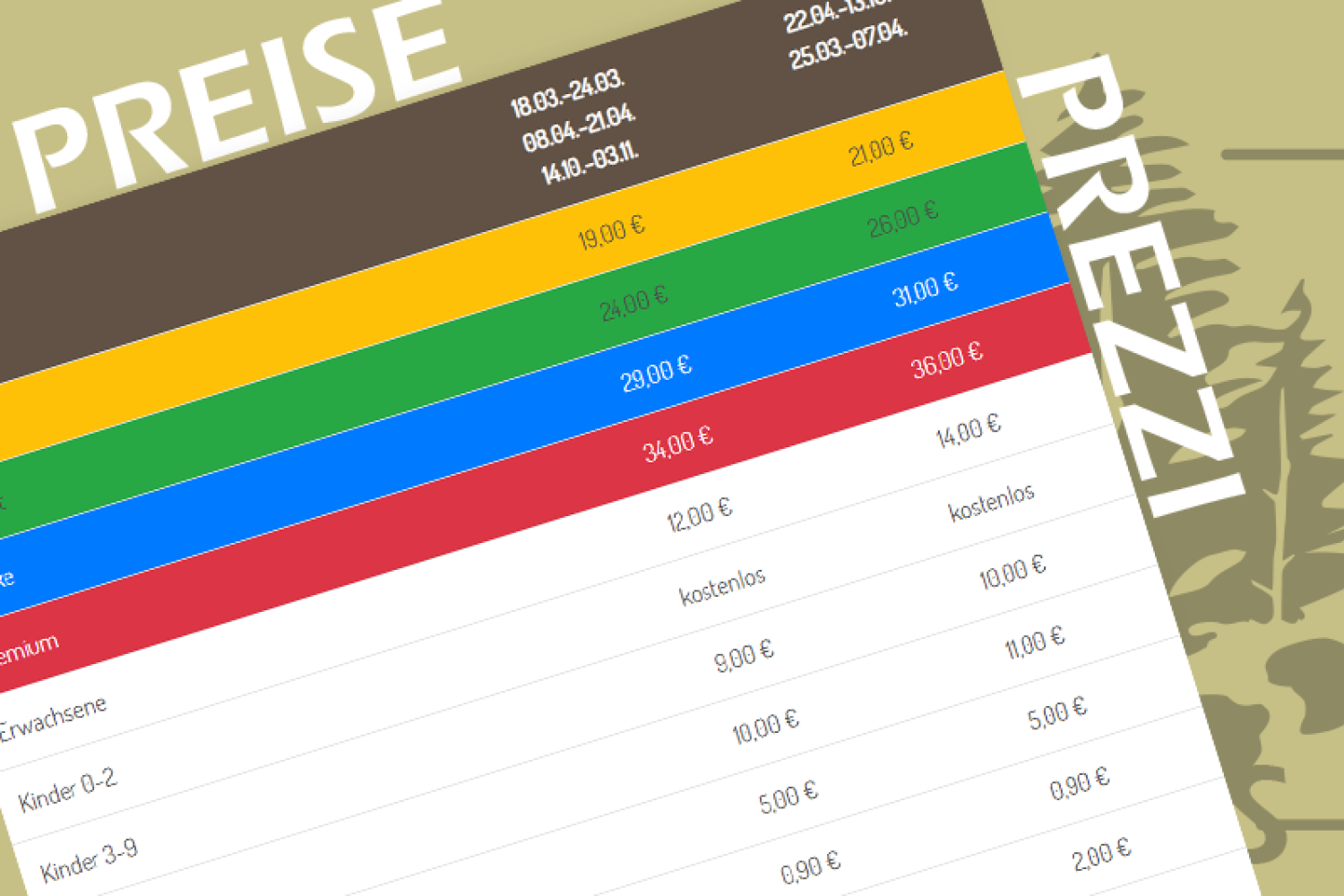 Preise Stellplätze und Bestimmungen